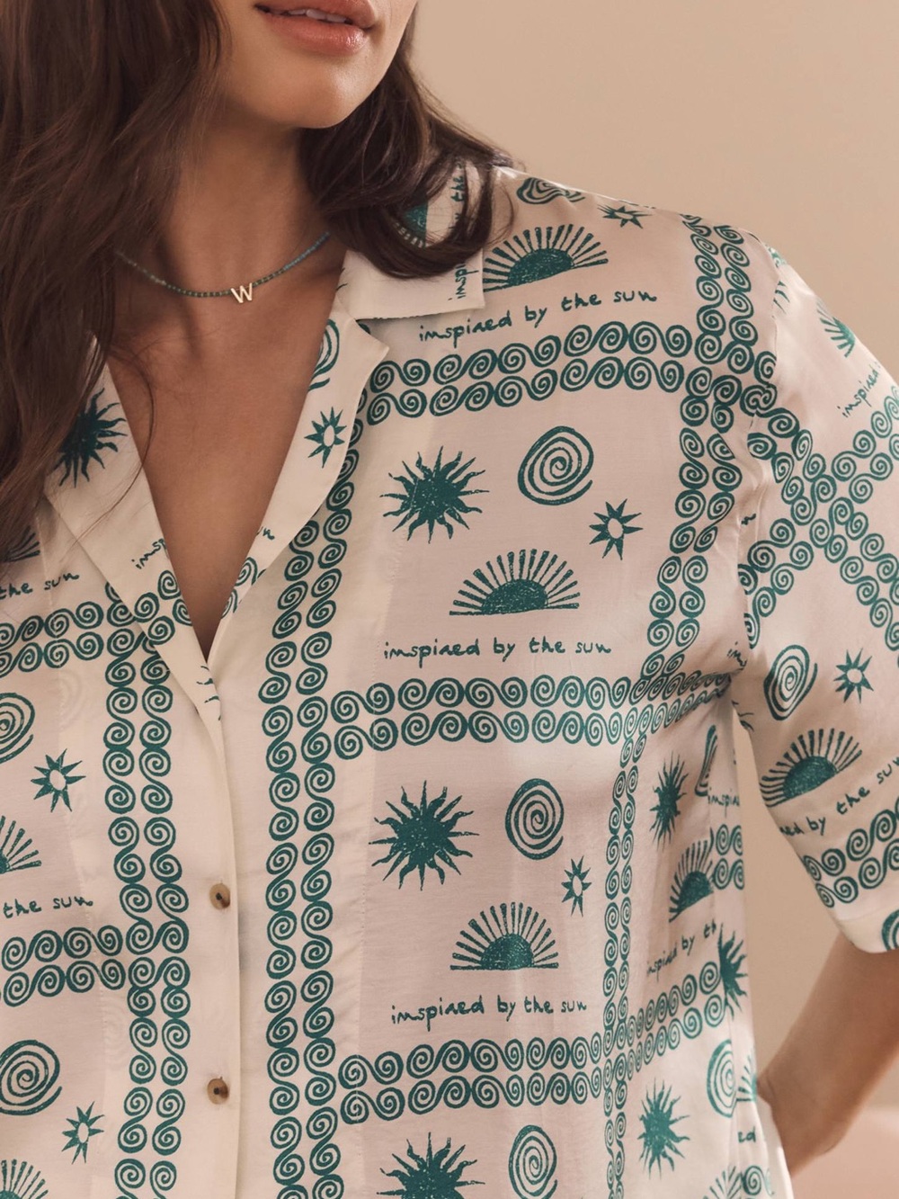 Anthropologie Agathe Marty Short-Sleeve Silky Buttondown Top